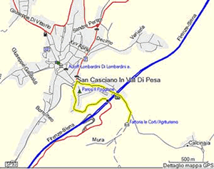 Cartina della zona di Villa le Corti