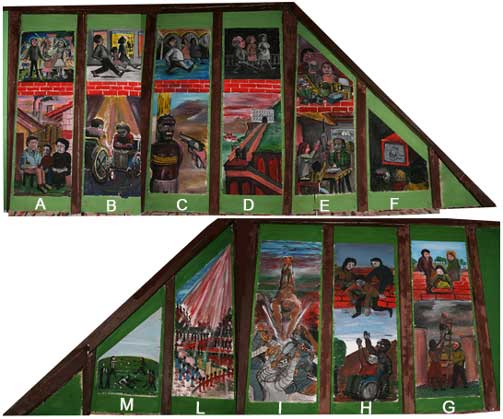 vista del 'percorso verde' del soffitto della stanza - lo Studio - progettata da Giuliano Manganello a Montenisa